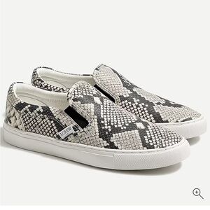 J. CREW Roadtrip Snakeskin-Embossed Slip-On Sneakers